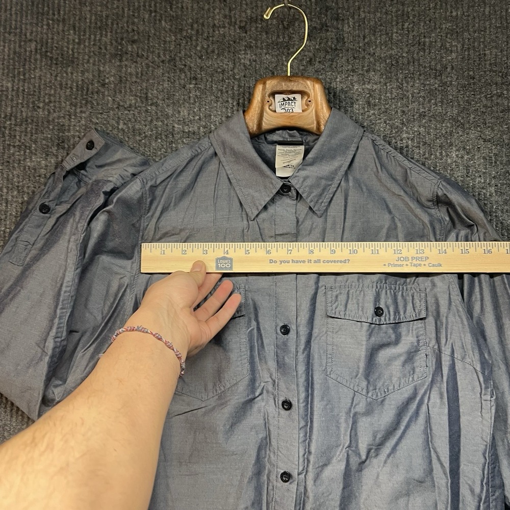 Patagonia Women's Long Sleeved Overcast Button Up Shirt Satin Gray Size 12 Gorp - Picture 3 of 7